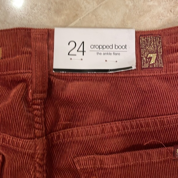 NWT seven 7 for all mankind cropped boot flare burnt orange corduroy jeans in 24 - Picture 6 of 6